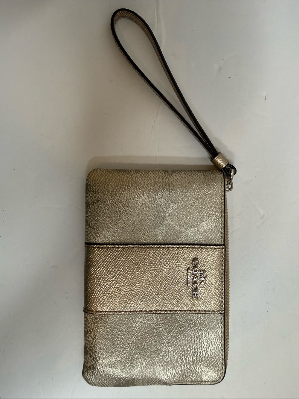 Coach Metallic Gold Leather Wristlet Clutch